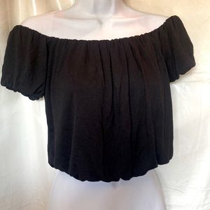 Black off-shoulder crop top
